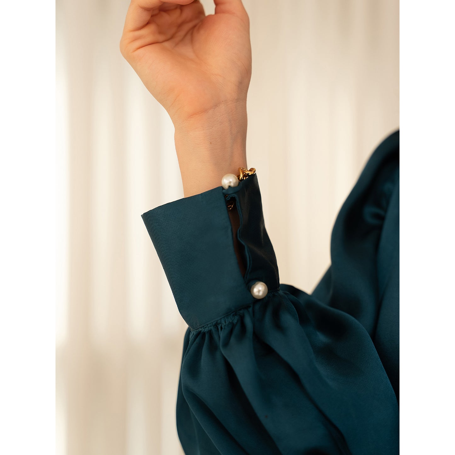 Emerald Pleated Bow Dress