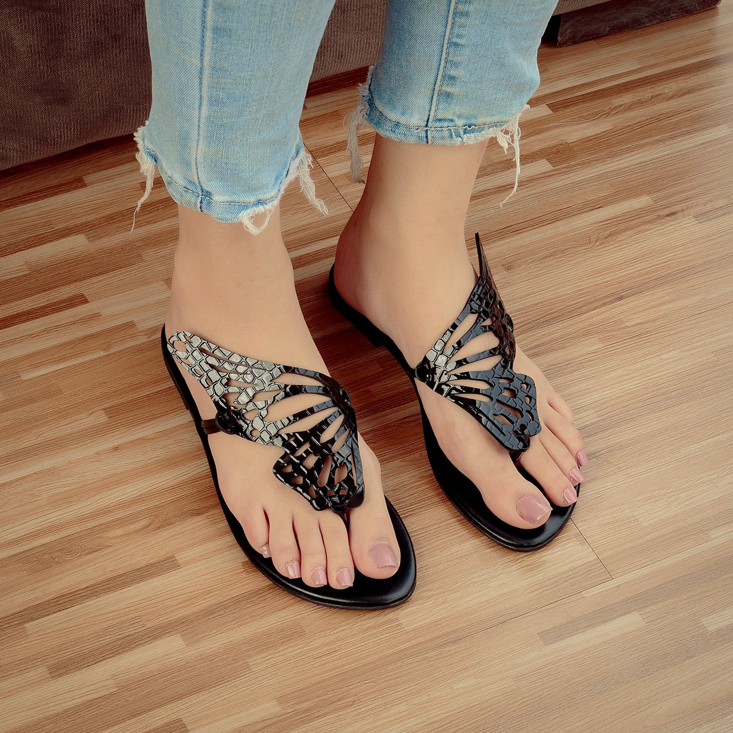 Butterfly Metallic Flat Slipper