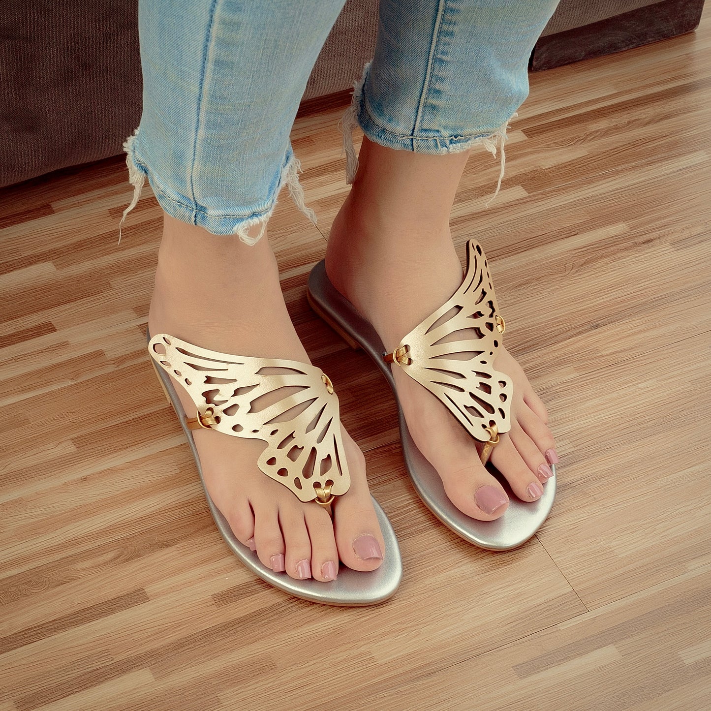 Butterfly Metallic Flat Slipper