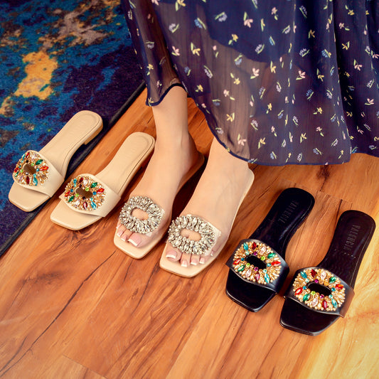 Petra Rhinestone Flat Slipper