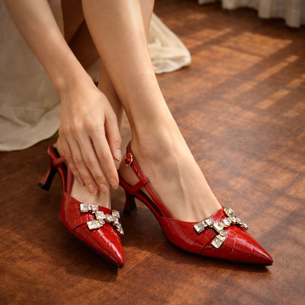 Zofia Stone Croc Heel