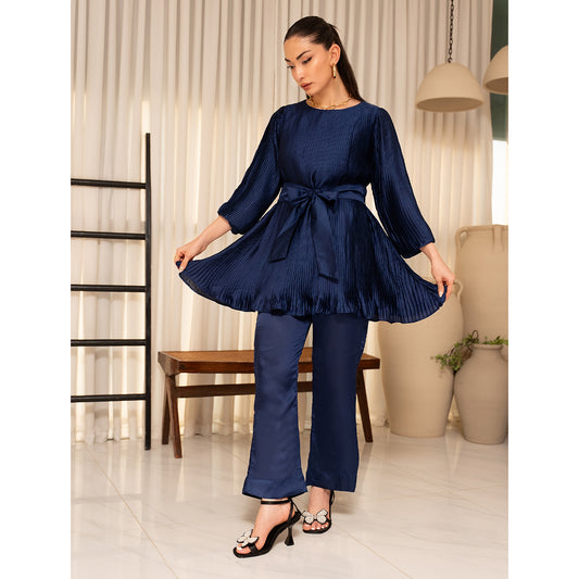 Sapphire Bow Pleated Co-Ord Set