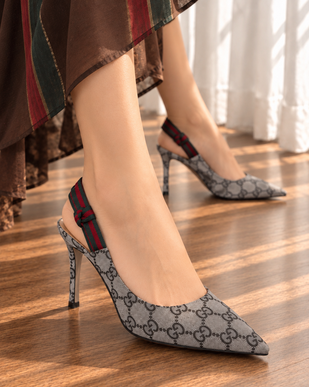 GG Canvas Slingback Heel