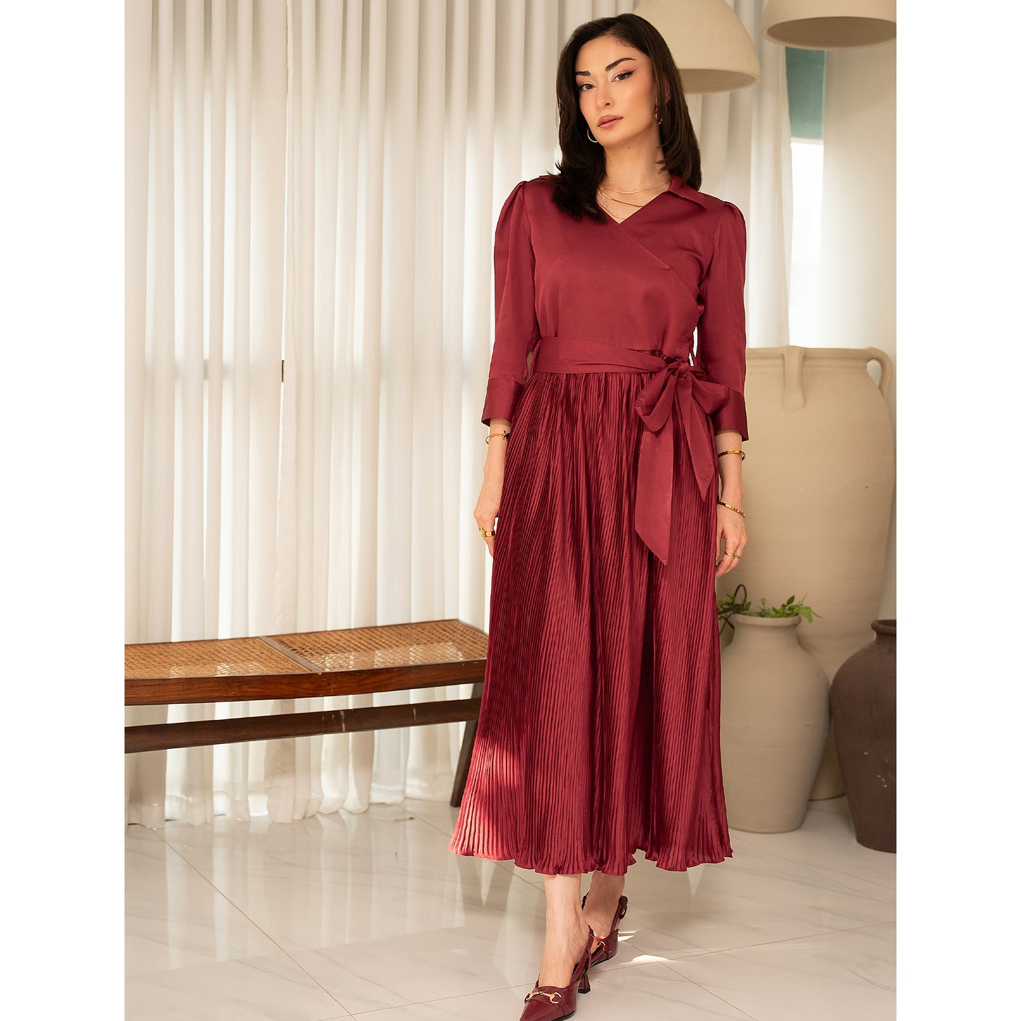 Maroon Crossbow Dress