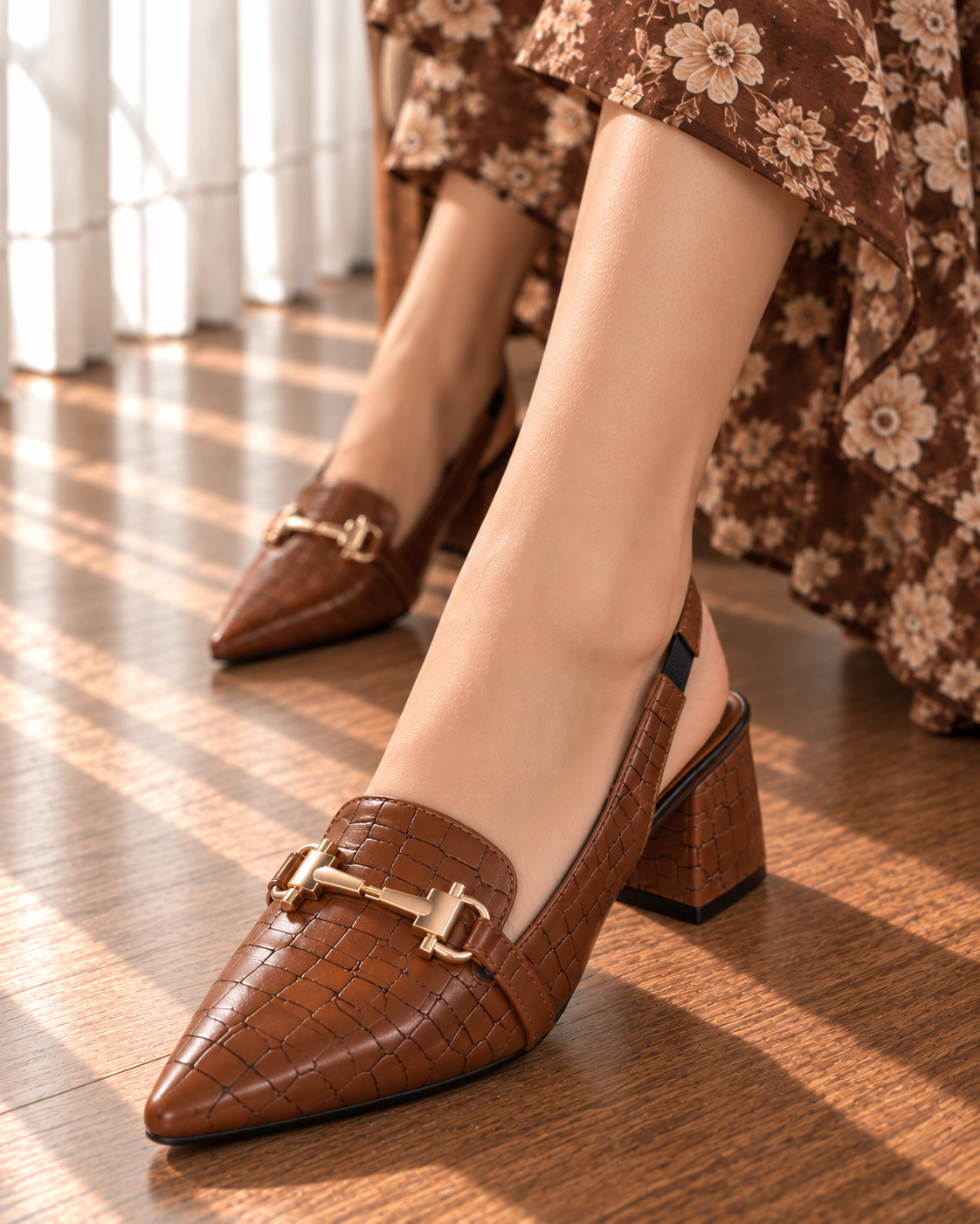 Elizah Croc Slingback Heel