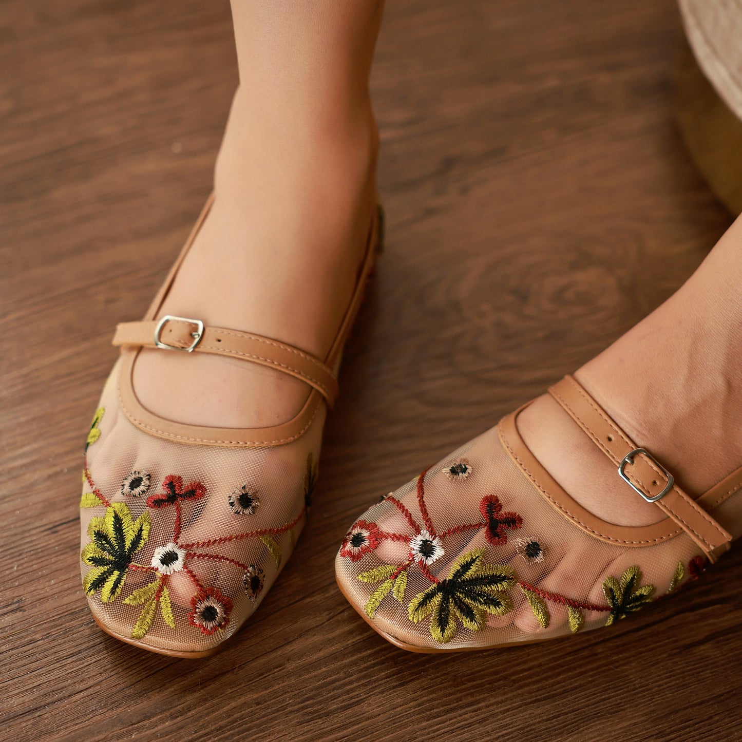 Multi Floral Embroidery Pumps
