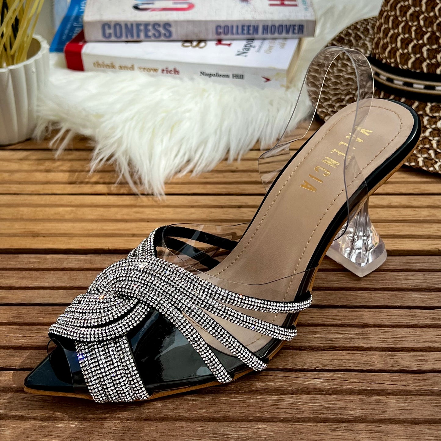 Clear and rhinestone sales heels